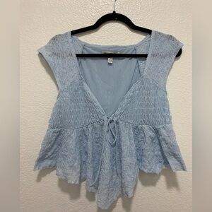 Light Blue Sleeveless Top with Tie Front urban outfitters